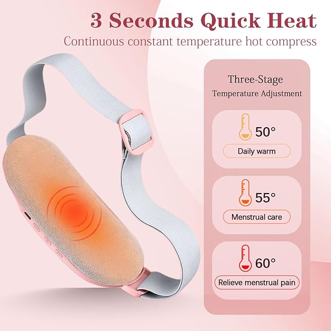 Period Cramp Relief Belt – Soothing Heat & Vibration Therapy for Menstrual Pain