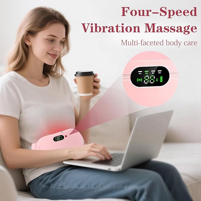 Period Cramp Relief Belt – Soothing Heat & Vibration Therapy for Menstrual Pain