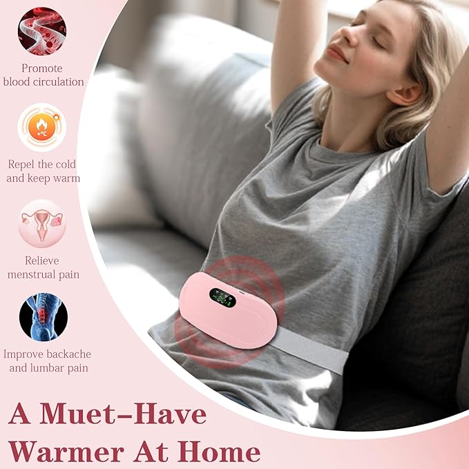 Period Cramp Relief Belt – Soothing Heat & Vibration Therapy for Menstrual Pain