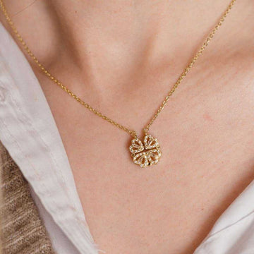Magnetic Gold Flower Pendant Necklace