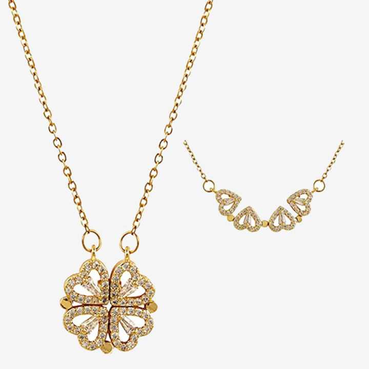 Magnetic Gold Flower Pendant Necklace